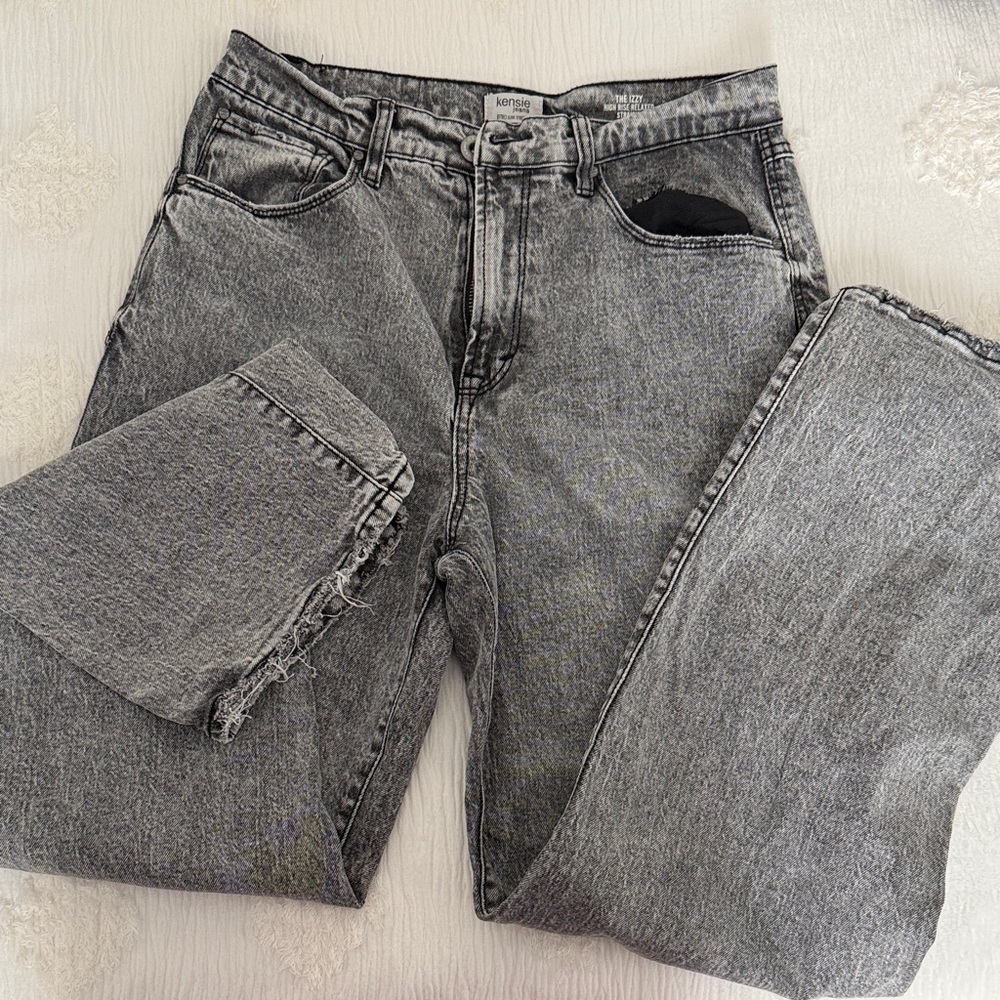 Kensie Black Acid-Wash Boot Cut Jeans